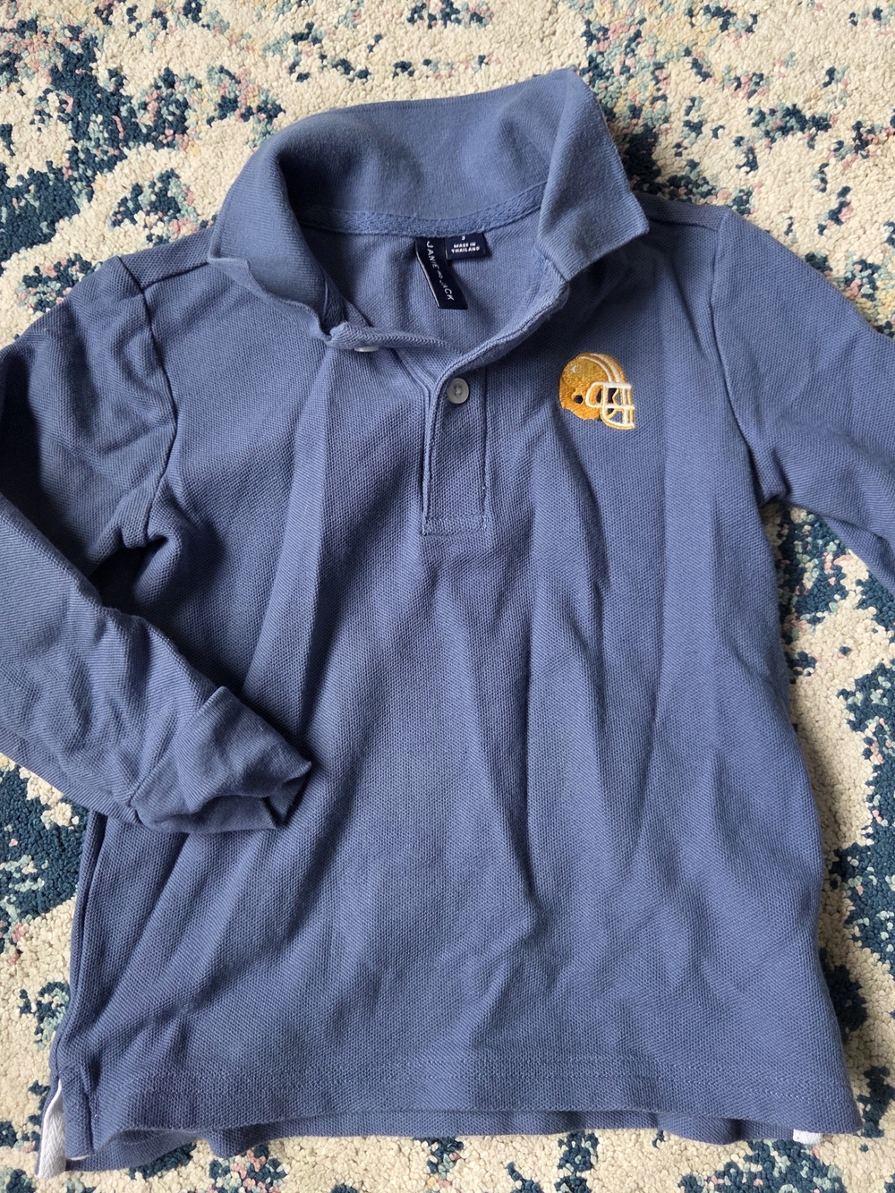Janie And Jack Blue Football Polo 3t